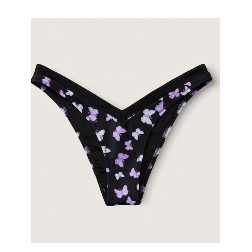 PINK Victoria’s Secret Butterfly High Waist Bikini Bottom NWT XXL Black Purple